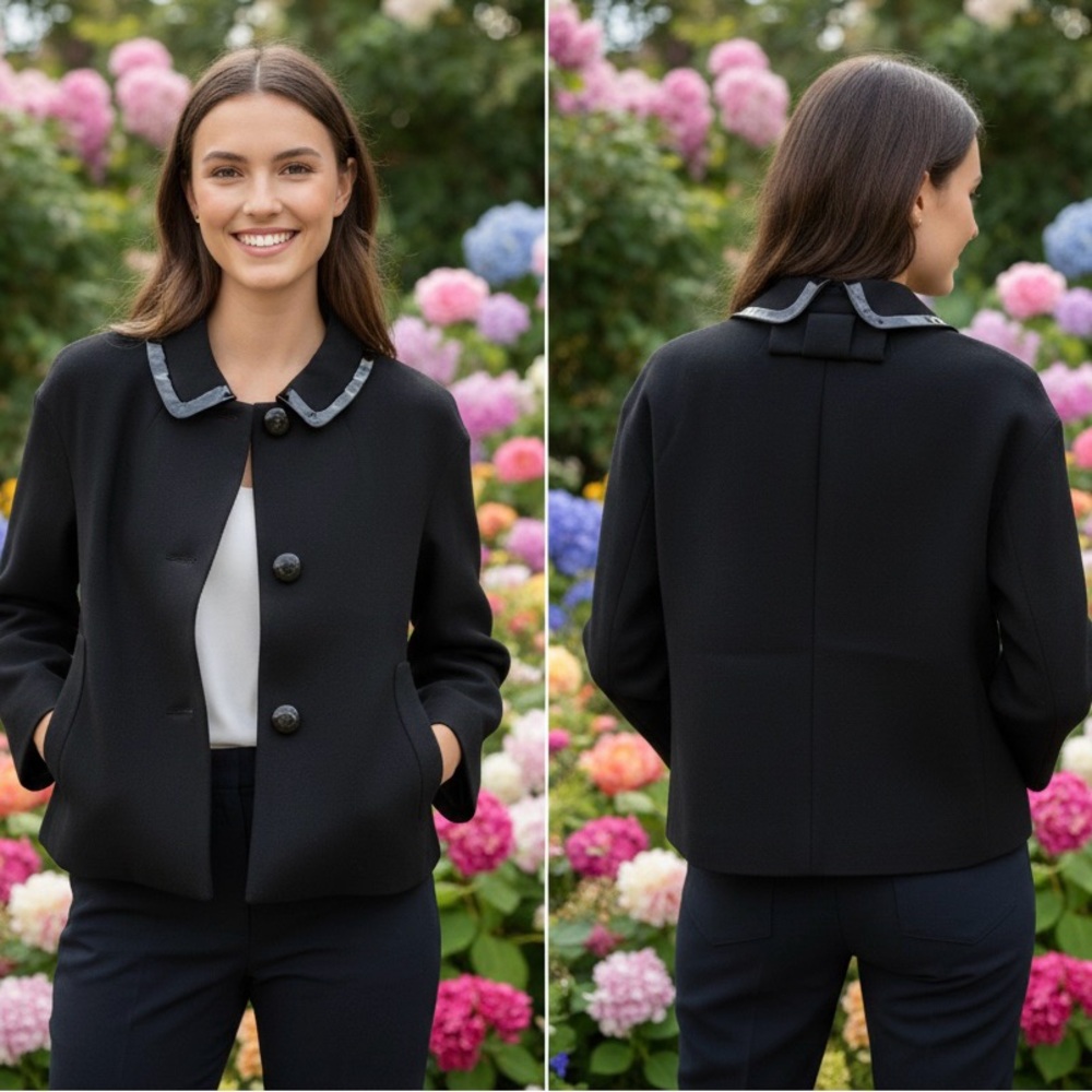 Kate Spade Black Coat with Black Accents size 4
